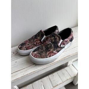 Vans Floral Slip On Canvas Sneakers Rose Print Womens 5.5